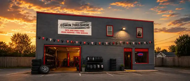 Edwin Tire Shop storefront on Bladensburg Road in Brentwood MD